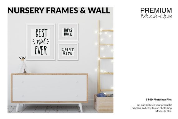 Kids Room And Frame Mockup Set Wall Frames Mockups Kids Etsy