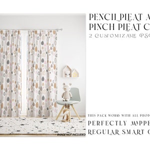 Nursery Curtains Template | Pinch Pleat and Pencil Pleat Curtains Mockup | Photoshop Curtains Mockup | Digital Nursery Curtains Mockup