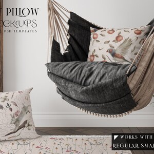 Throw Pillow Mockup | Photoshop Throw Pillows | Decorative Cushions | Digital Throw PillowTemplate | Pillow Template | Square Cushion Mockup