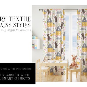 Nursery Curtains Template | Pinch Pleat and Pencil Pleat Curtains Mockup | Photoshop Curtains Mockup | Digital Nursery Curtains Mockup