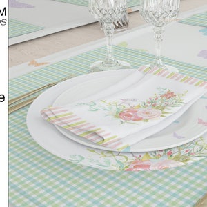 Table linens Mockup Tablecloth Mockup Table Runner Table Napkins Dining room Textile Mockup Plate Mockup image 9