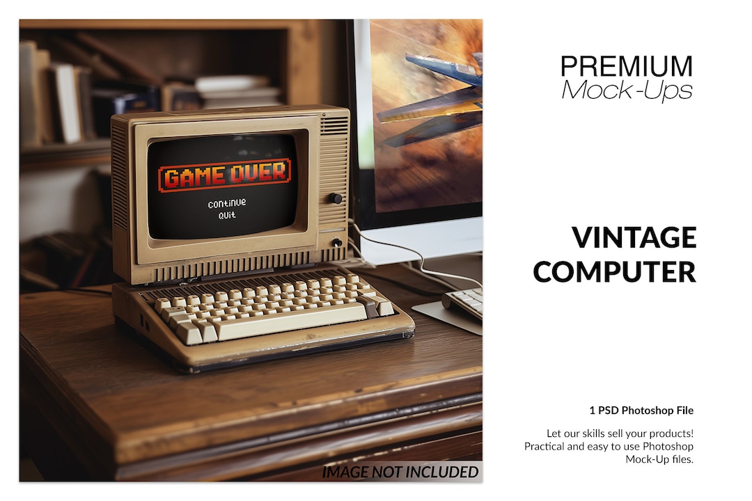 Vintage Computer Mockup Photoshop Vintage Computer Digital Vintage ...