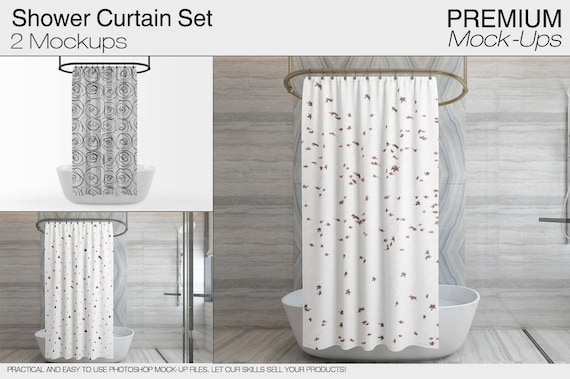 Download Bath Curtain Shower Curtain Mockup Photoshop Shower Etsy