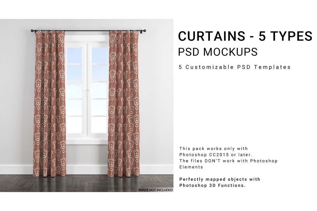 5 Types of Curtains Curtains Mockup Photoshop Curtains - Etsy