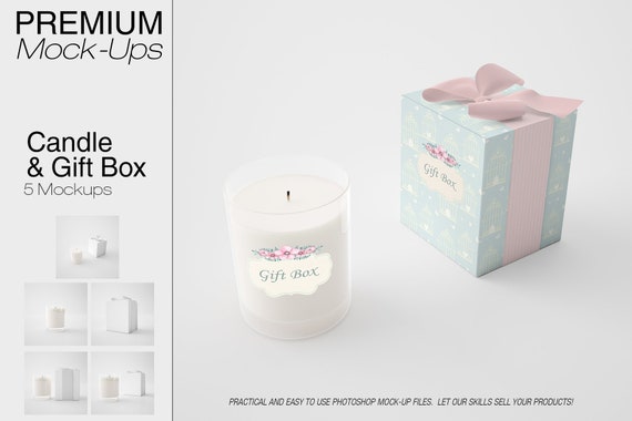 Download Candle And Gift Box Mockup Candle Mockup Candle In A Glass Etsy