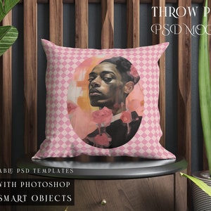 Throw Pillow Mockup | Photoshop Throw Pillows | Decorative Cushions | Digital Throw PillowTemplate | Pillow Template | Square Cushion Mockup