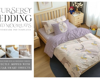 Toddler's Bedding Mockup |Photoshop Toddler Bedding Template | Custom Toddler's Bedding| Children Beddings | Digital Nursery Bedding