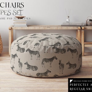 Poufs Mockups / Digital Poufs Mockup / 3 Shapes of Pouf Template / Digital Pouf Template / Customizable Pouf Mockups / Photoshop Pouf Mockup
