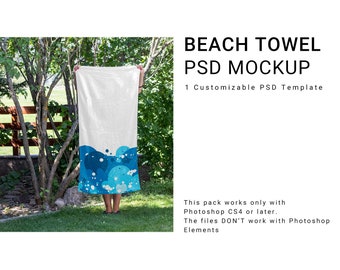 Toalla de playa / Maqueta de toalla de playa / Photoshop Toalla de playa / Maqueta de toalla / Toalla de playa personalizada