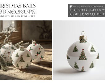 Christmas Ball Mockup | Xmas Ball Template | Photoshop Christmas Ball Template | Digital Christmas Ball | Holiday Ornament Mockup