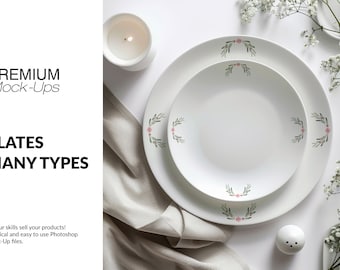 Plate Mockups | Ceramic Dish Mockup | Photoshop Porcelain Plate | Digital Porcelain Plate | Digital White Ceramic Plate Template