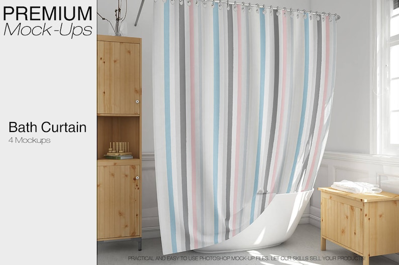 Download Bath Curtain Shower Curtain Mockup Photoshop Shower | Etsy