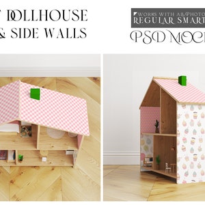 Flisat Kids Dollhouse Roof and Side Walls Decals Template | Digital Flisat Dollhouse Roof  Decals | Photoshop Flisat Dollhouse Decals |