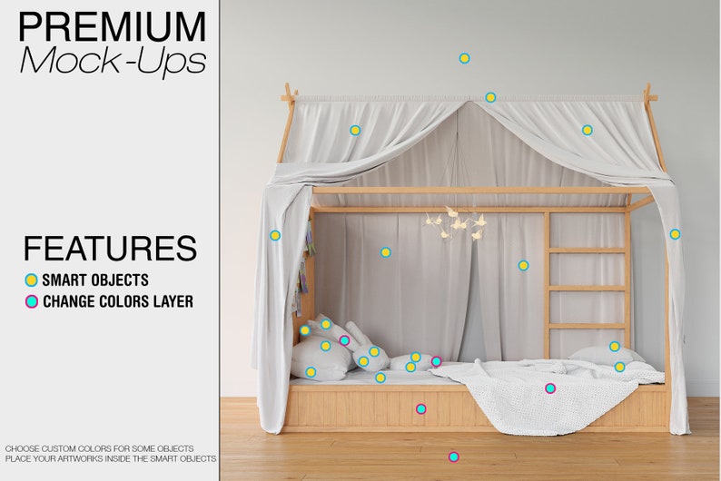 Download Kids Bed & Bedding Mockup Set Photoshop Kids Bedding ...