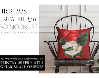 Christmas Throw Pillow Mockup | Photoshop Christmas Pillow Mockup | Digital Throw Pillow | Christmas Pillow Template | Holiday Pillow Mockup