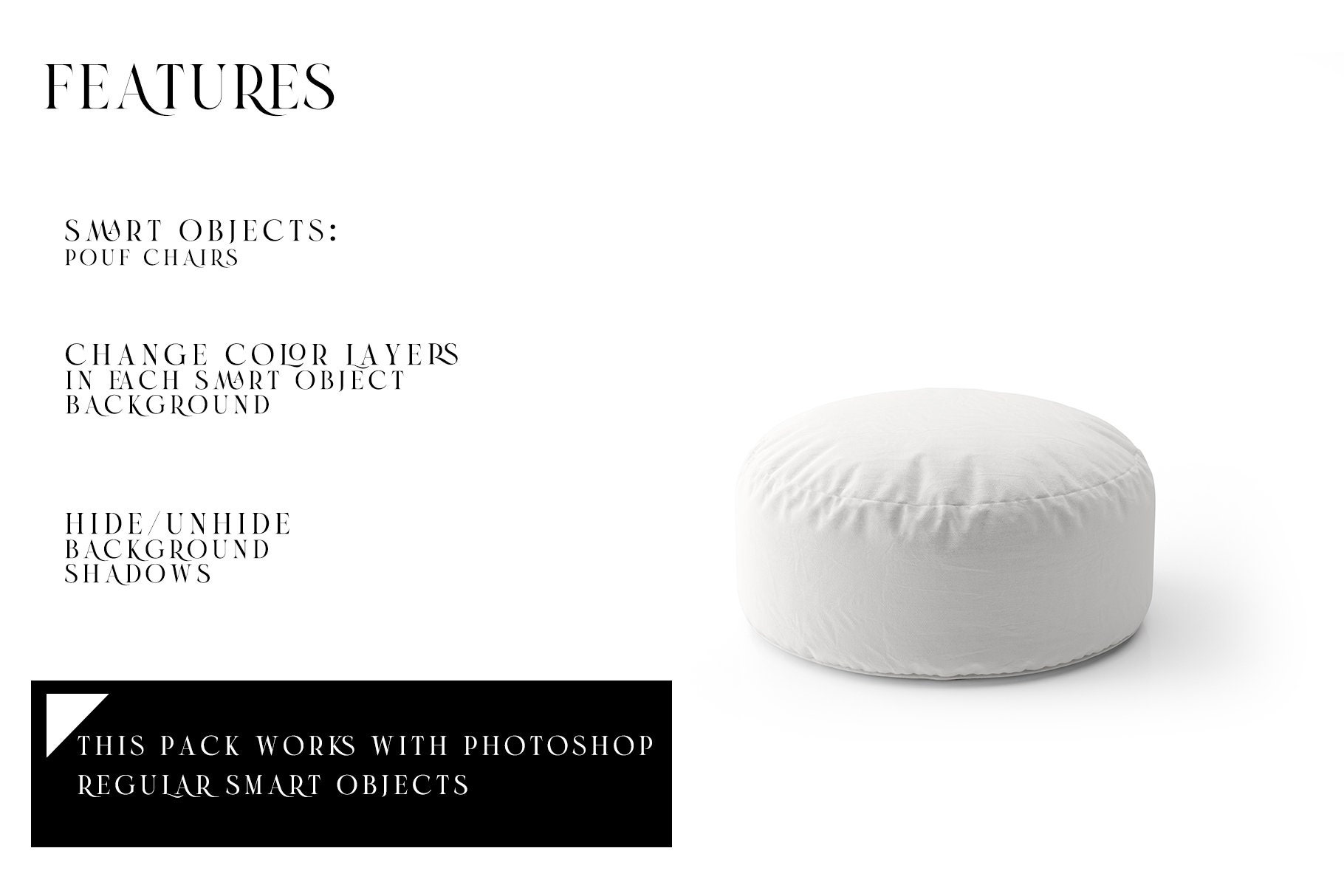Pouf Mockup / Digital Pouf Mockup / 3 Shapes of Pouf Template / Digital ...