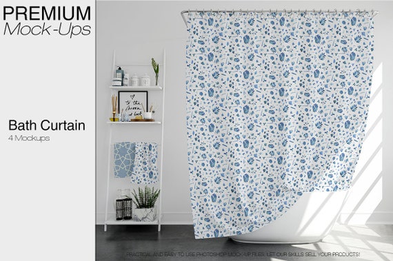 Download Bath Curtain Shower Curtain Mockup Photoshop Shower Etsy