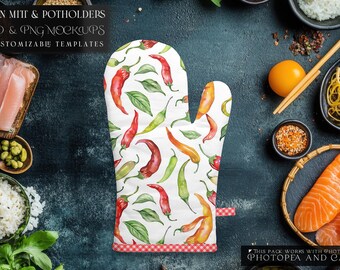 Oven Mitt and Potholder Mockups | Digital Oven Mitt & Potholder Templates | Photoshop Oven Mitt and Potholder Mockups |