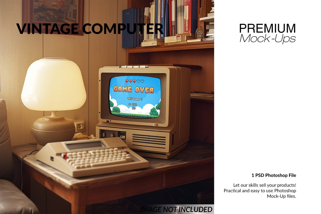 Rustic Computer Template Vintage Computer Mockup | Photoshop Vintage Computer | Digital Vintage ...