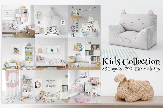 Nursery Mockup Bundle | Nursery Wall & Frames Mockups | Kids Room Mockup | Crib Mockup | Nursery Bedding | Kids Room Photoshop Bundle