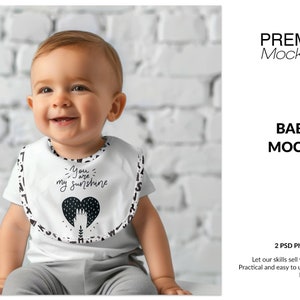 Baby Bib Mockup | Digital Baby Bib Template | Photoshop Baby Bib Mockup | Textile Baby Bib Mockup | Blank Baby Bib Mockup |