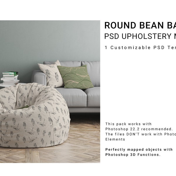 Round Bean Bag Chair Mockup / Digital Round Bean Bag Chair Mockup / Photoshop Round Bean Bag Chair Template