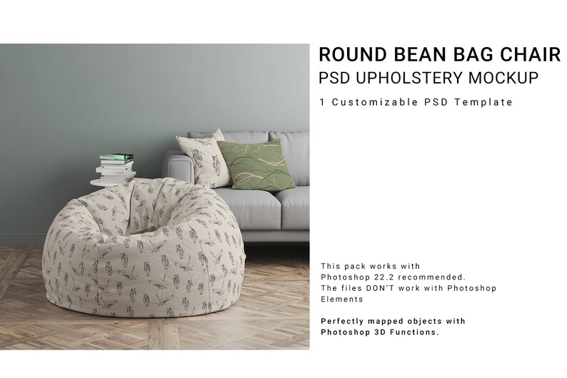 Round Bean Bag Chair Mockup / Digital Round Bean Bag Chair Etsy