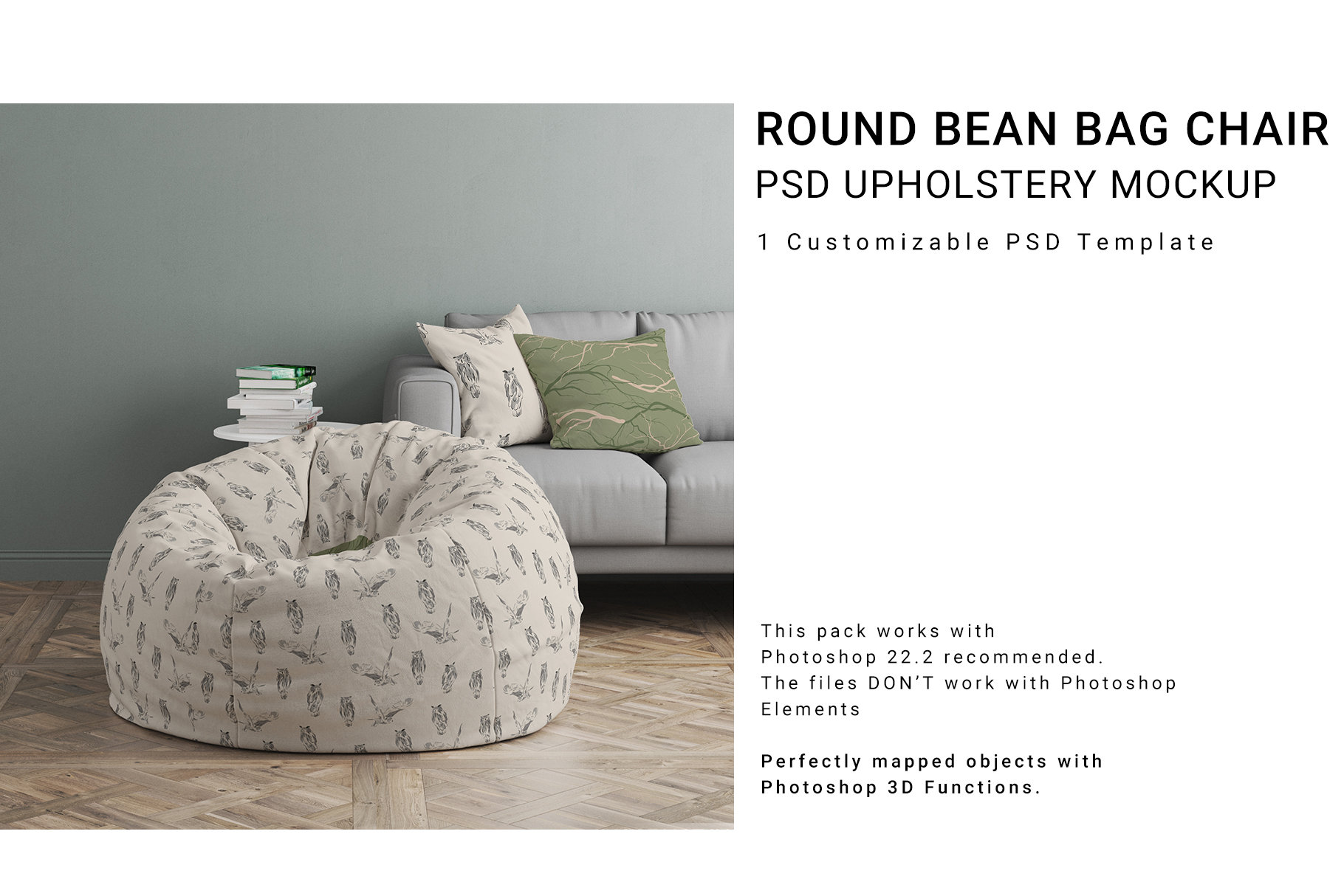 Round Bean Bag Chair Mockup / Digital Round Bean Bag Chair Etsy