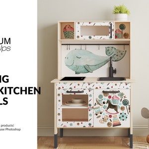 Duktig Decals Mockup Set | Photoshop Duktig Kitchen | Digital Duktig Play Kitchen Decals | Duktig Sticker Mockup | Duktig Digital Template