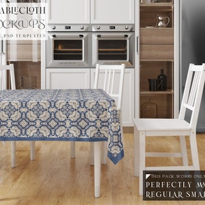Tablecloth Mockup | Table Cover | Digital Tablecloth Template | Dining Room Textile Mockup | Photoshop Kitchen Tablecloth Mockup