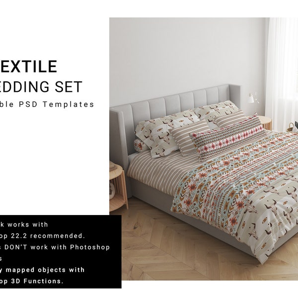 Bedding Mockups Set | Bedding Mockups | Photoshop Beddings | Bedding Linens | Digital Beddings| Linen | Sheets and Shams Mockup