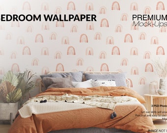 Bedroom Wall Mockup | Photoshop Wallpaper Mockup | Custom Wall | Blank Wall Art | Digital Wallpaper Mockup | Photoshop Wallpaper Template