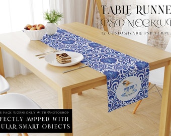 Table Runner Mockup | Table Runner Template | Table Textile | Photoshop Table Runner | Runner Mockup | Custom Runner | Kitchen Runner Mockup