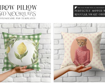 Digital Pillow Mockup | Photoshop Pillow Template | Cushions | Decorative Pillow | Throw Pillow | Pillow Template | Square Cushion Mockup