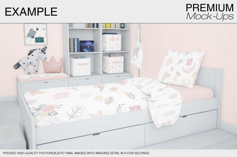 Kids Bed &amp; Bedding Mockup Set Kids Bedding