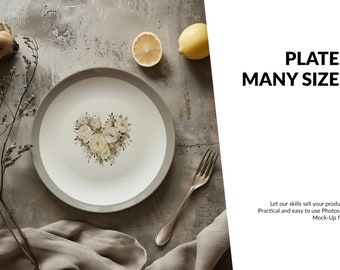 Plate Mockups | Ceramic Dish Mockup | Photoshop Porcelain Plate | Digital Porcelain Plate | Digital White Ceramic Plate Template