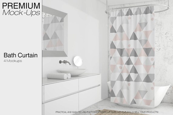 Download Bath Curtain Shower Curtain Mockup Photoshop Shower Etsy