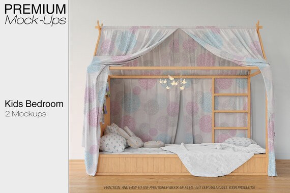 Kids Bed Bedding Mockup Set Photoshop Kids Bedding Mockups