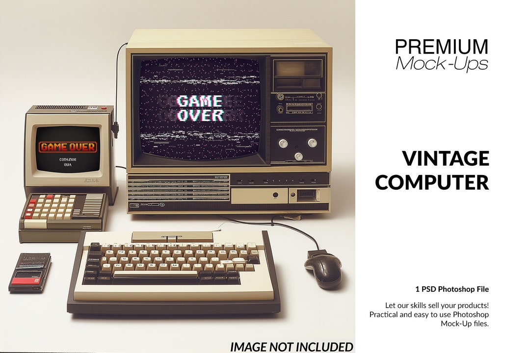 Vintage Computer Mockup Photoshop Vintage Computer Digital Vintage ...