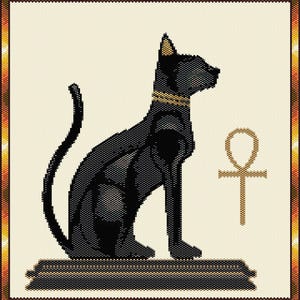 アンク付きのペヨーテタペストリーパターン「BASTET」