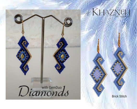 BRICK STITCH Earrings Pattern diamonds | Etsy