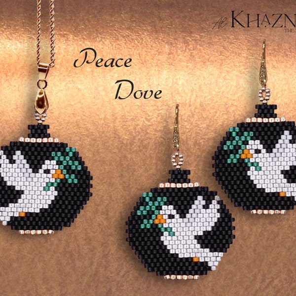 BRICK Stitch Earrings/Pendant PEACE DOVE