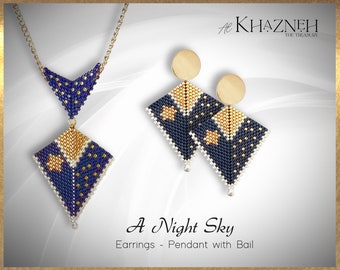A NIGHT SKY - Earrings and Pendant with Bail Pattern