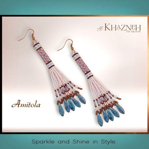 AMITOLA: Peyote stitch fringed Tube Tassel Earring Pattern