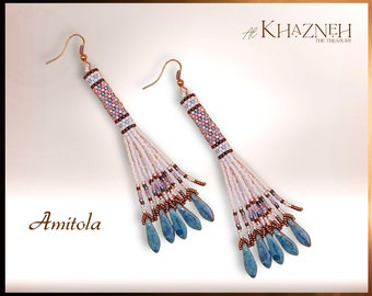 AMITOLA: Peyote stitch fringed Tube Tassel Earring Pattern