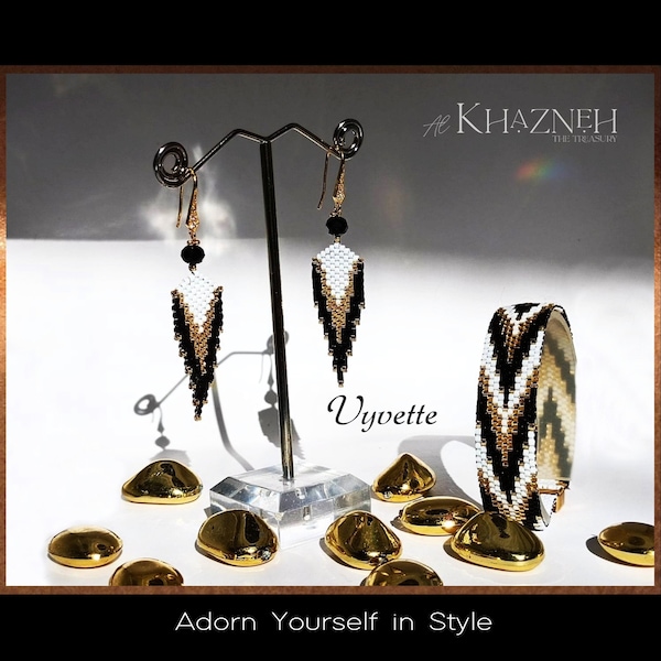 Odd Peyote Bracelet and Earrings set "VYVETTE"