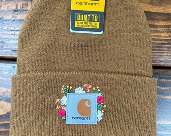 Carhartt hand embroidered beanie carhartt brown