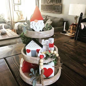 Valentine’s tiered tray decor