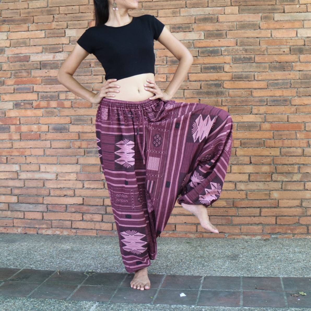 Dark red Unisex Harem pants with 1 pocket Etsy