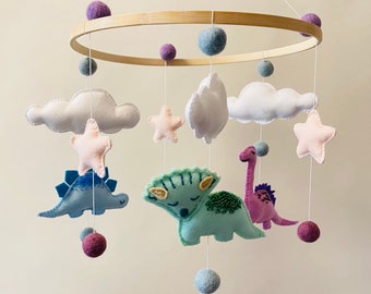 Dinosaur Mobile, Dino Mobile, Baby Mobile, Nursery, Baby Boy Mobile, Baby Mobile, Crib Mobile, Felt Hanging Mobile, Newborn Gift